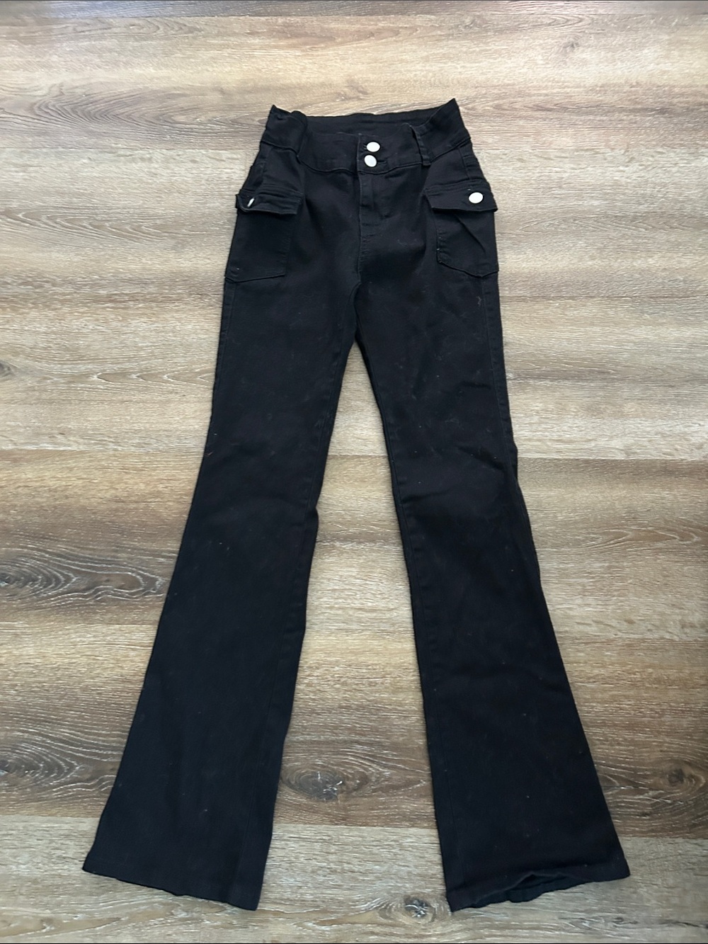 SHEIN Black High-Rise Bootcut Cargo Pants